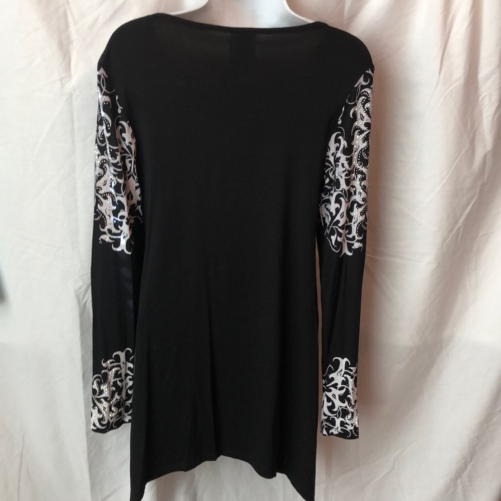 Vocal long black tunic embellished with crystals, Size XL - Picture 5 of 5